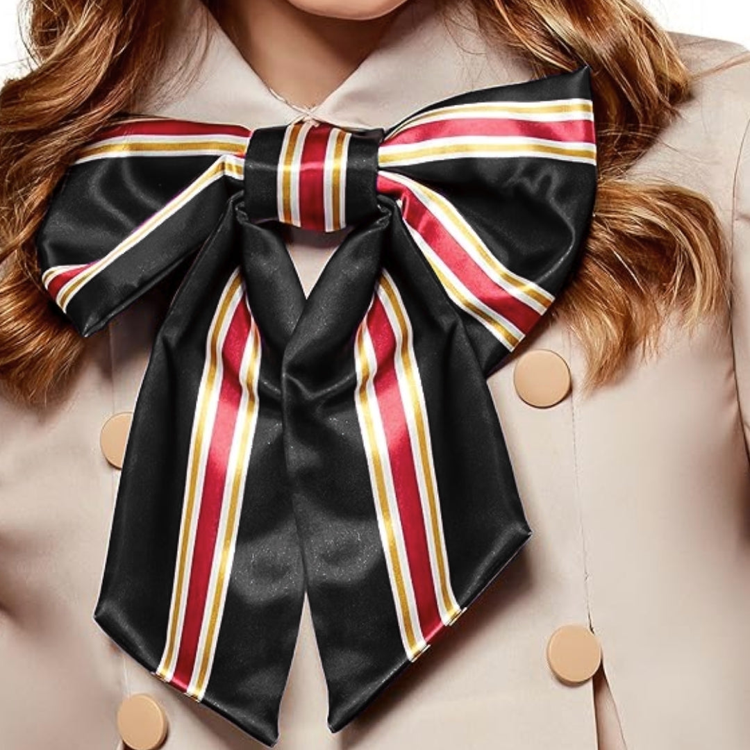 Megan Horror Movie Beige Fancy Costume w/ Grey & White Tshirt, Bow Tie and Stockings