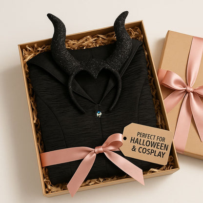 Maleficient Adult Costume with Glittery Headband