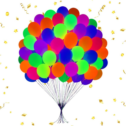 Glow In The Dark Balloons | Glows in UV Light | Neon Balloons - Helium Quality - 12 inches - Bulk Pack - 100PC