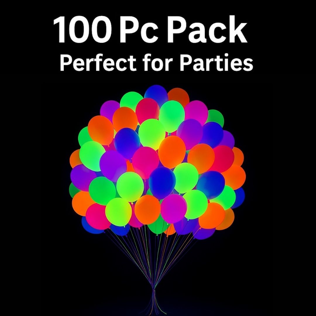 Glow In The Dark Balloons | Glows in UV Light | Neon Balloons - Helium Quality - 12 inches - Bulk Pack - 100PC