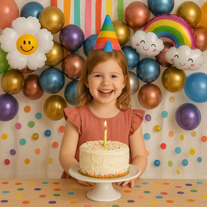 Chrome Balloon with Ribbons & Rainbow Foil Balloon Combo Kit - 41PC