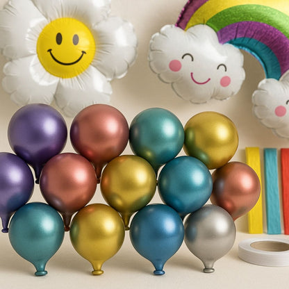 Chrome Balloon with Ribbons & Rainbow Foil Balloon Combo Kit - 41PC