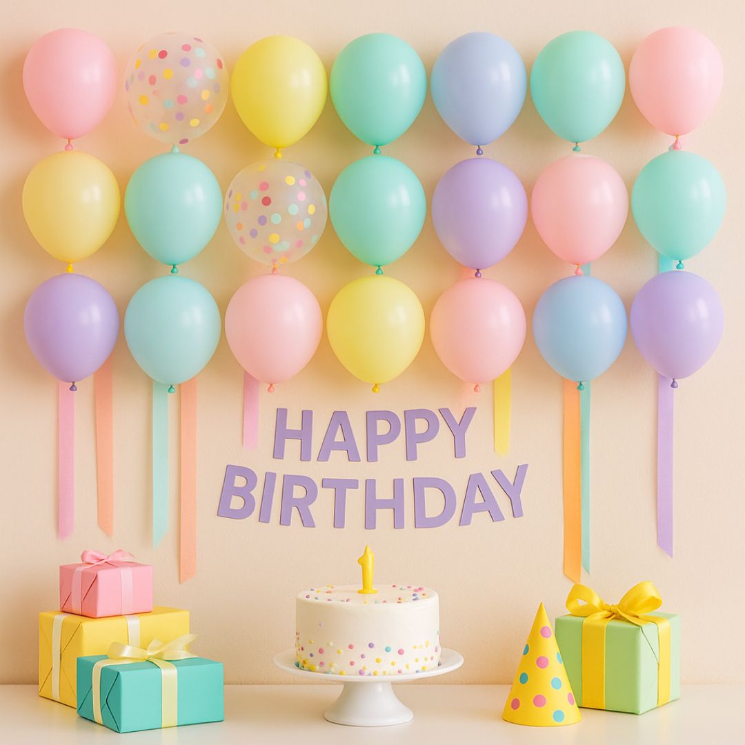 Macaron Balloons with Ribbons Combo Pack Kit - 42PC