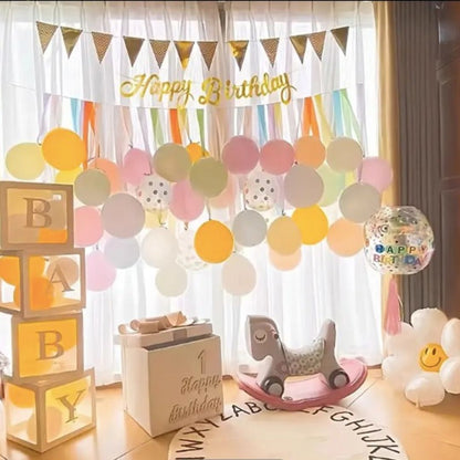 Macaron Balloons with Ribbons Combo Pack Kit - 42PC