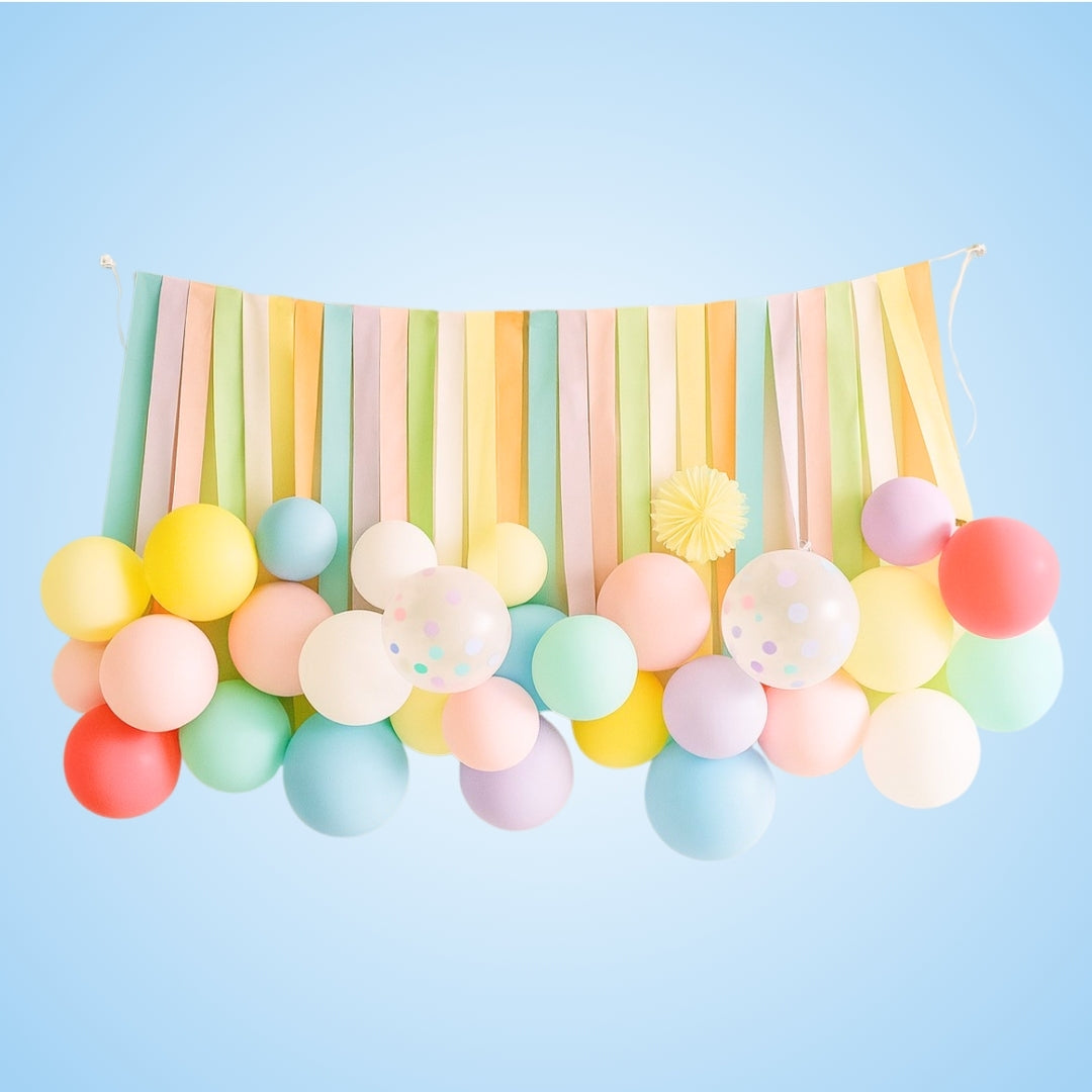 Macaron Balloons with Ribbons Combo Pack Kit - 42PC