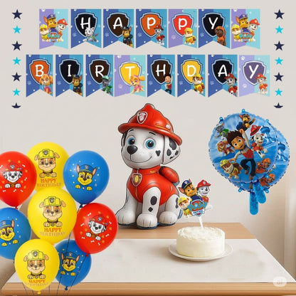 Paw Patrol Balloon Combo Kit with Banner, String Decoration and Cake Topper - 34PC