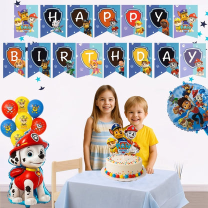 Paw Patrol Balloon Combo Kit with Banner, String Decoration and Cake Topper - 34PC