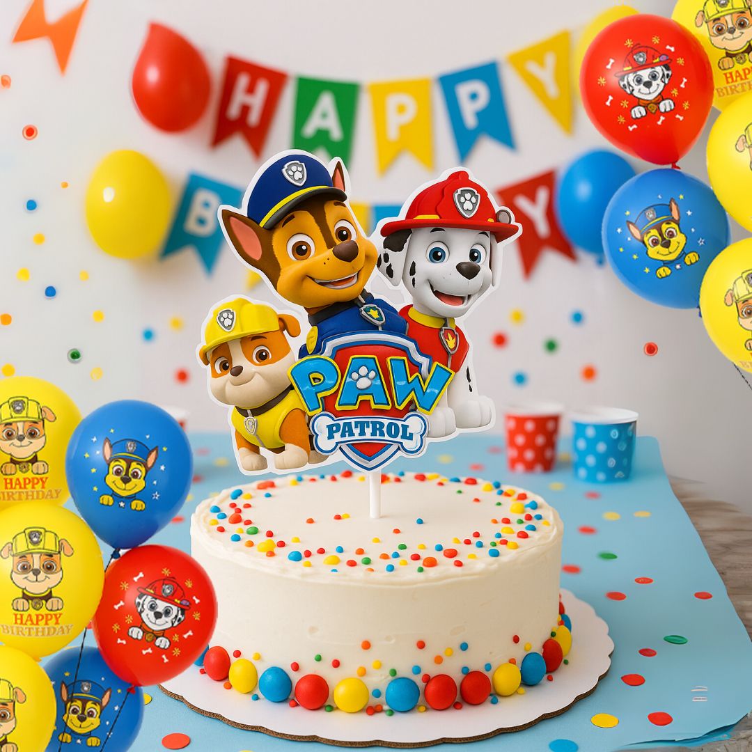 Paw Patrol Balloon Combo Kit with Banner, String Decoration and Cake Topper - 34PC