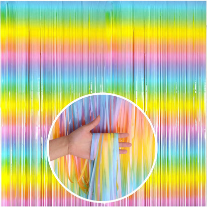 Rainbow Pastel Color Foil Curtain - 7FT x 3FT - 1PC
