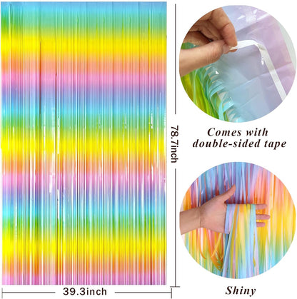 Rainbow Pastel Color Foil Curtain - 7FT x 3FT - 1PC