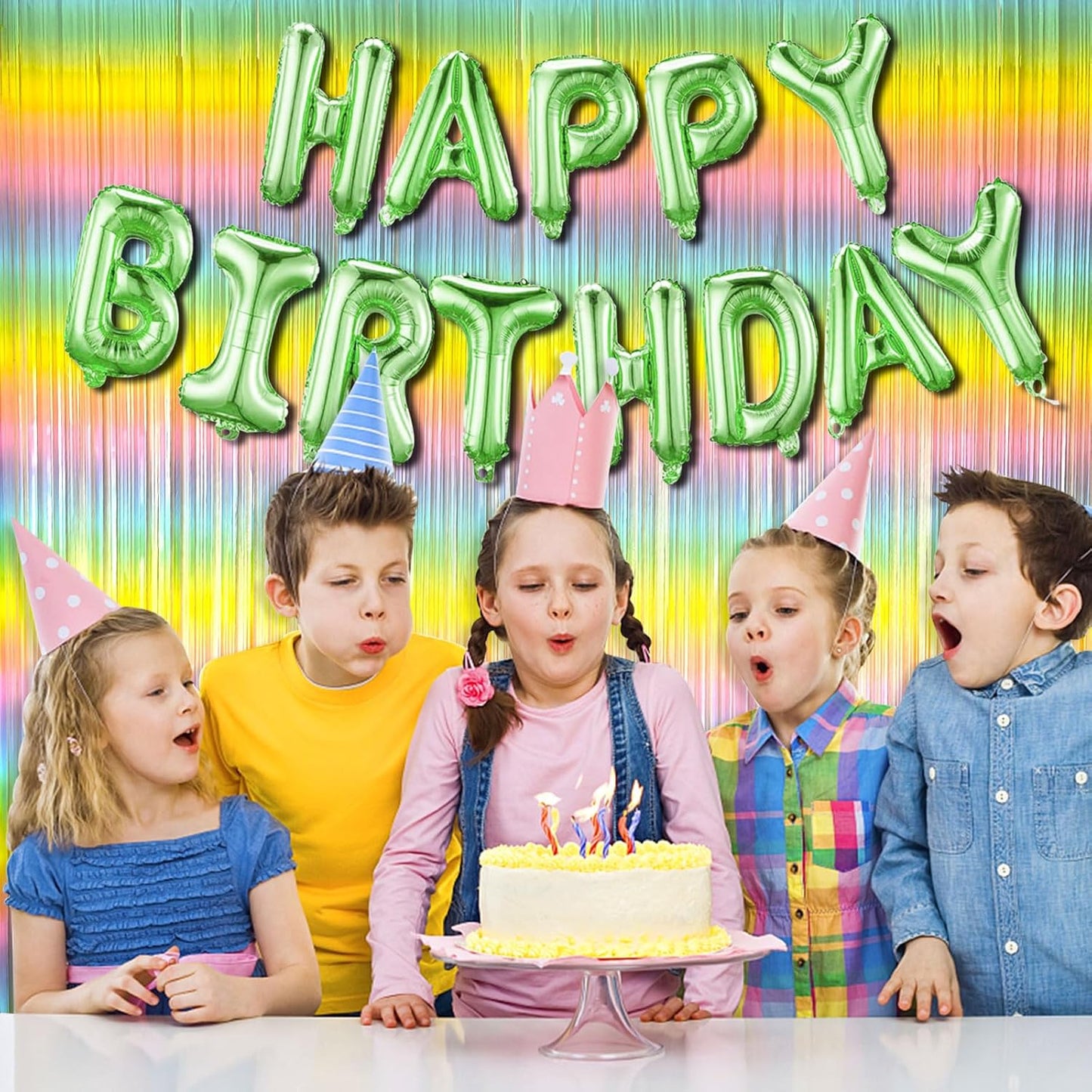 Rainbow Pastel Color Foil Curtain - 7FT x 3FT - 1PC