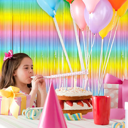 Rainbow Pastel Color Foil Curtain - 7FT x 3FT - 1PC