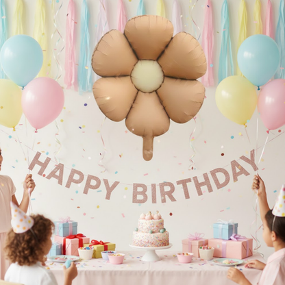 Chocolate Brown Flower Shaped Balloon - Air Filled - 24 inches - 1PC