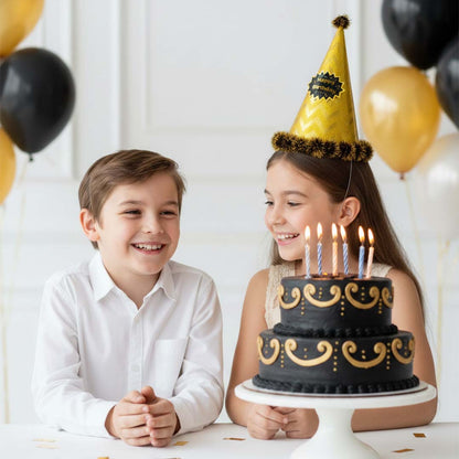 Assorted Colour Zig Zag Hat with Fringe w/Happy Birthday