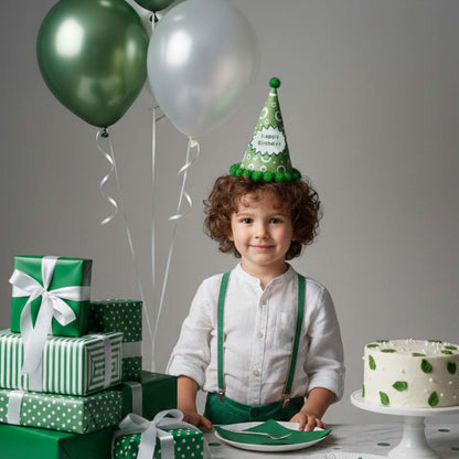 Assorted Colour Polka Dot Hat with Fringe w/Happy Birthday