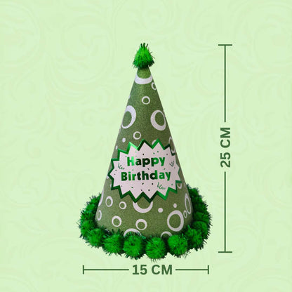 Assorted Colour Polka Dot Hat with Fringe w/Happy Birthday