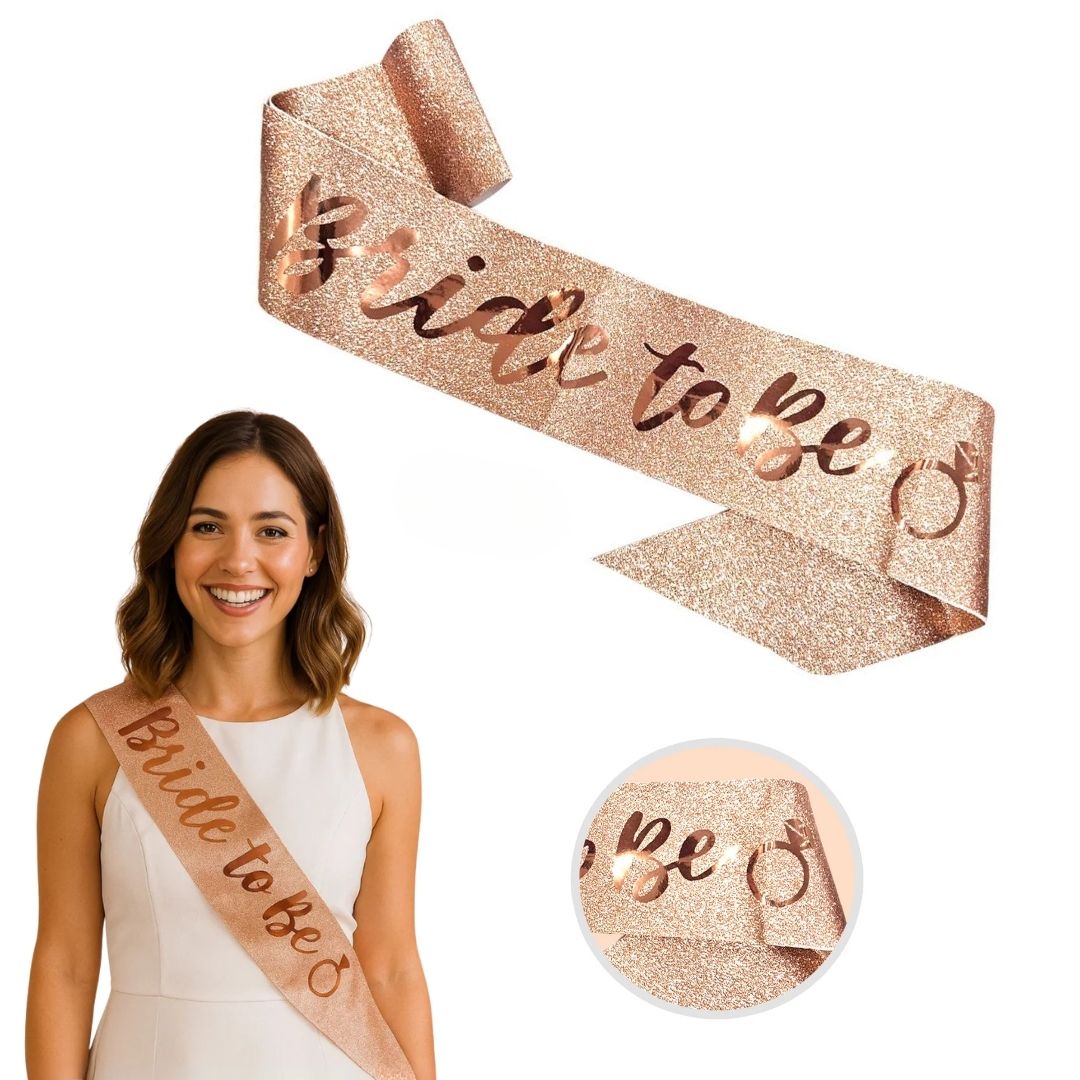 Bride To Be Shimmery Rose Gold Sash with Glossy Text - 1PC