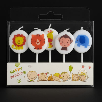 Jungle Animal Theme Birthday Candle - 5PC
