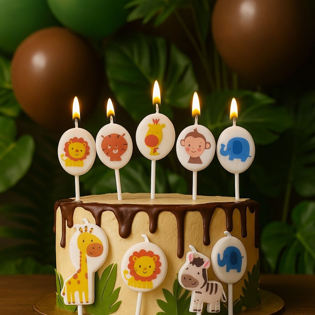 Jungle Animal Theme Birthday Candle - 5PC