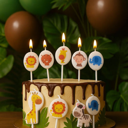 Jungle Animal Theme Birthday Candle - 5PC