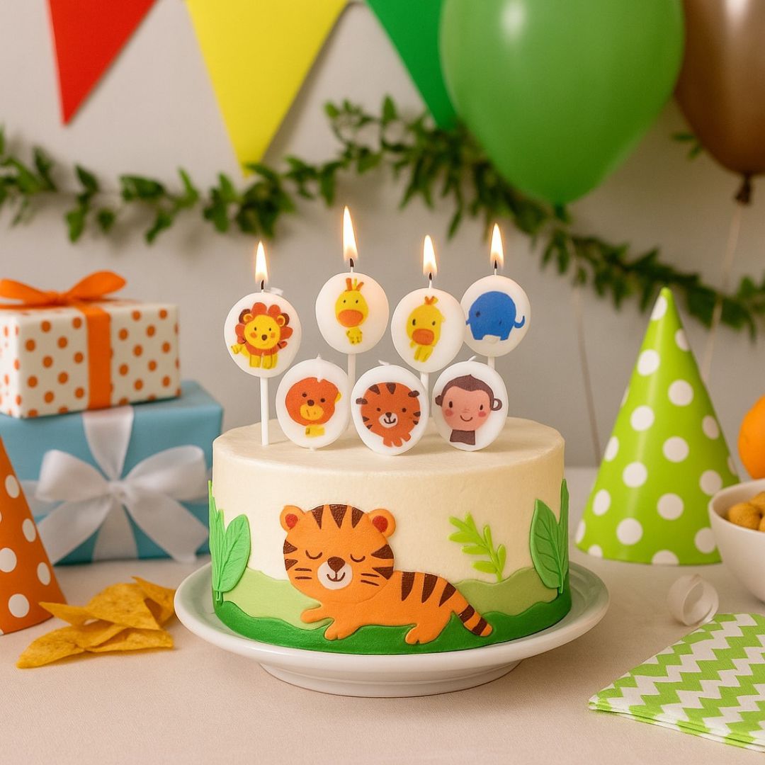 Jungle Animal Theme Birthday Candle - 5PC
