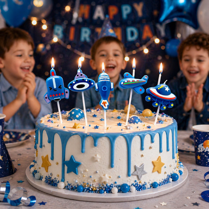Space Theme Birthday Candle - 5PC