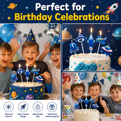 Space Theme Birthday Candle - 5PC