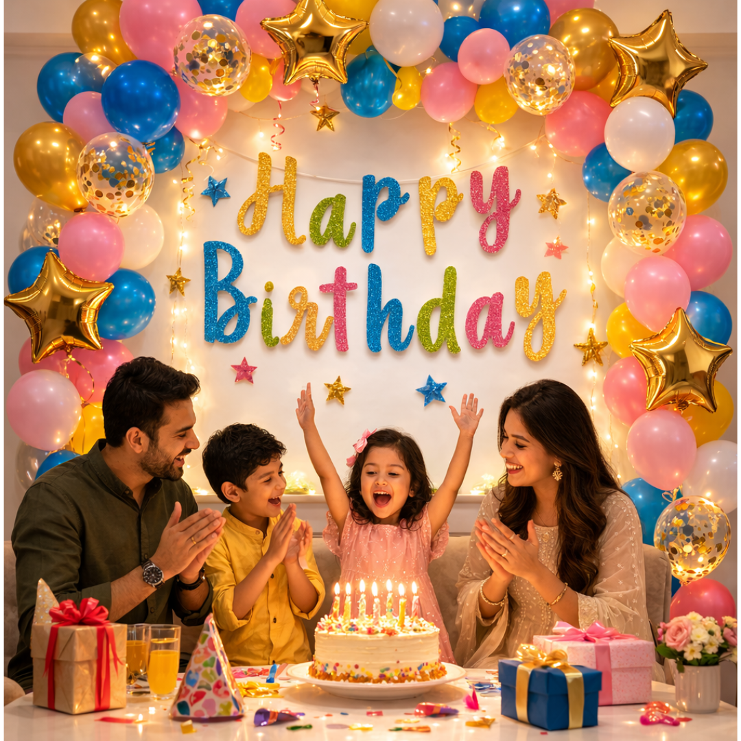 Happy Birthday Mulitcolor Glitter Cursive Banner - 1PC