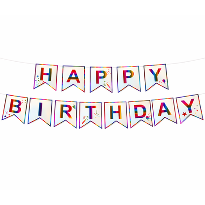 Happy Birthday Rainbow Colored Flag Banner - 1PC