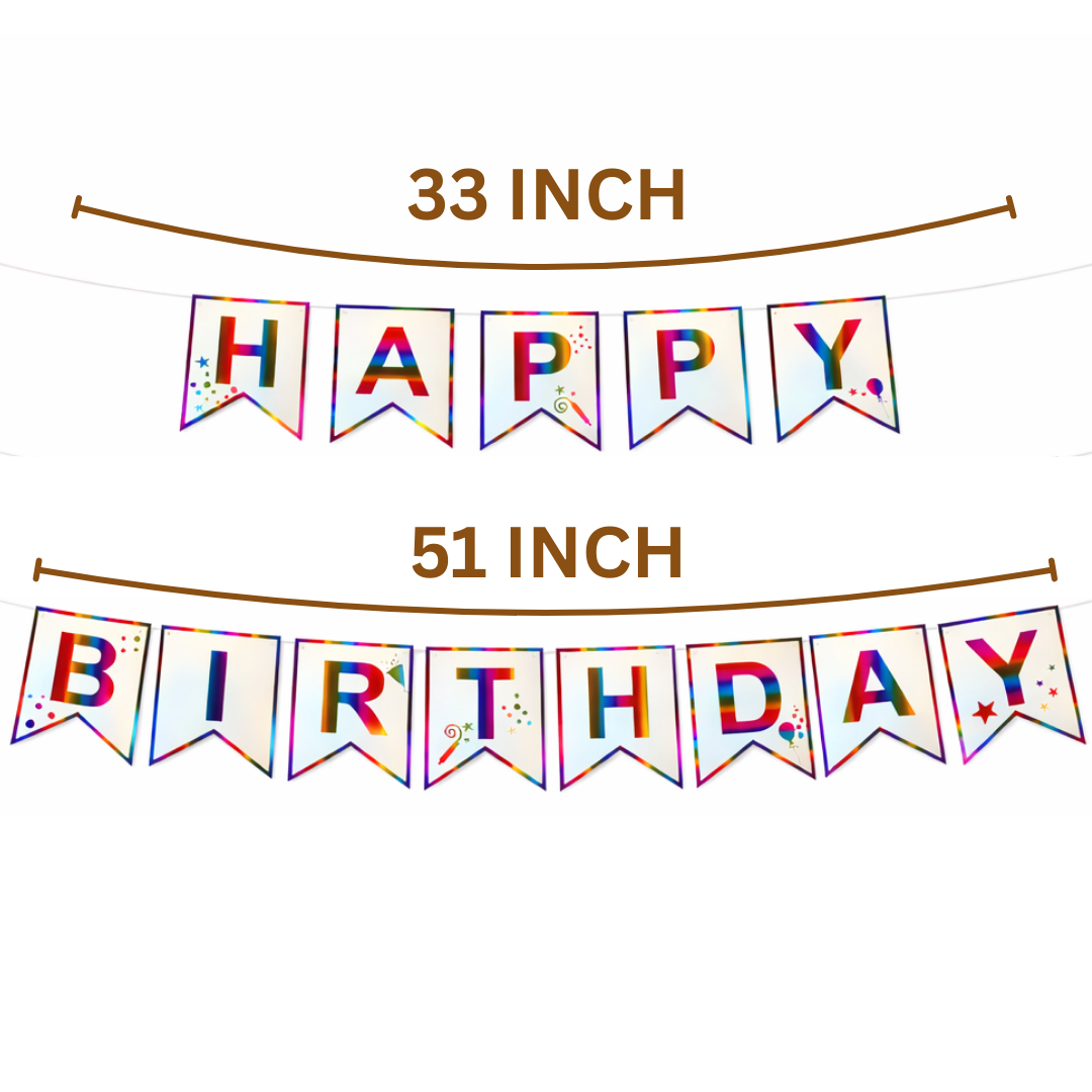 Happy Birthday Rainbow Colored Flag Banner - 1PC