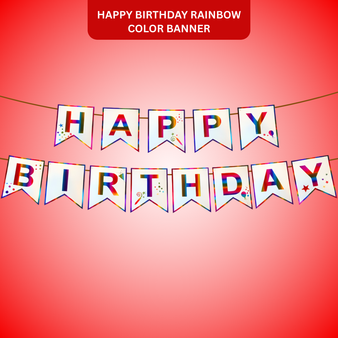 Happy Birthday Rainbow Colored Flag Banner - 1PC