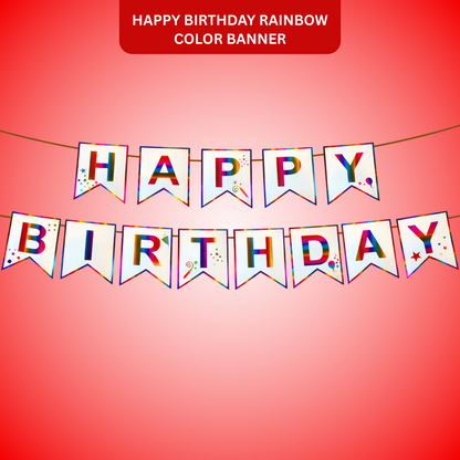 Happy Birthday Rainbow Colored Flag Banner - 1PC