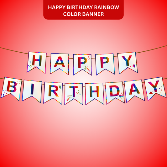 Happy Birthday Rainbow Colored Flag Banner - 1PC
