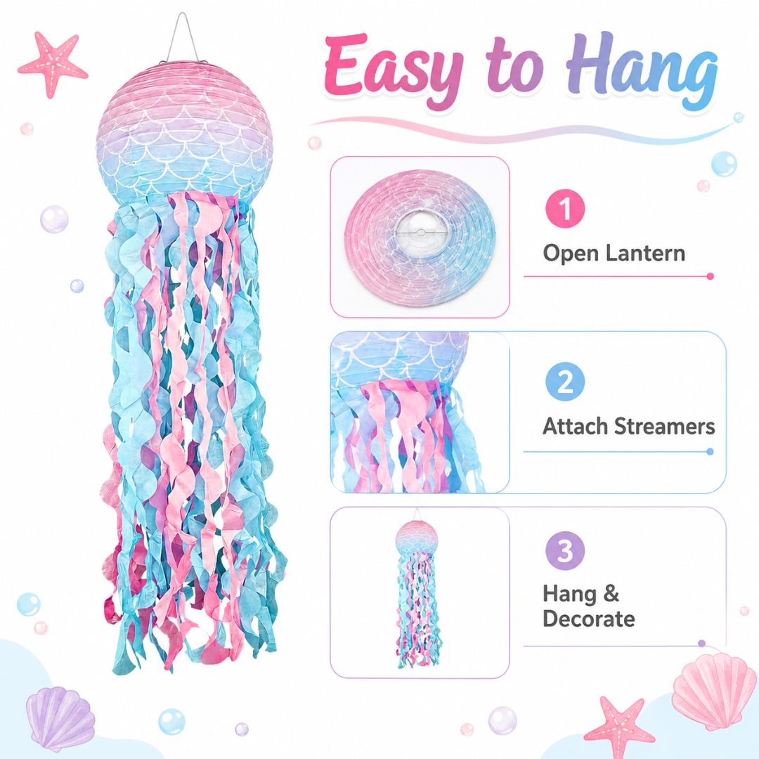 Mermaid Jellyfish Lantern - Under the Sea Party Hanging Decor | Wanna Party - Image 8