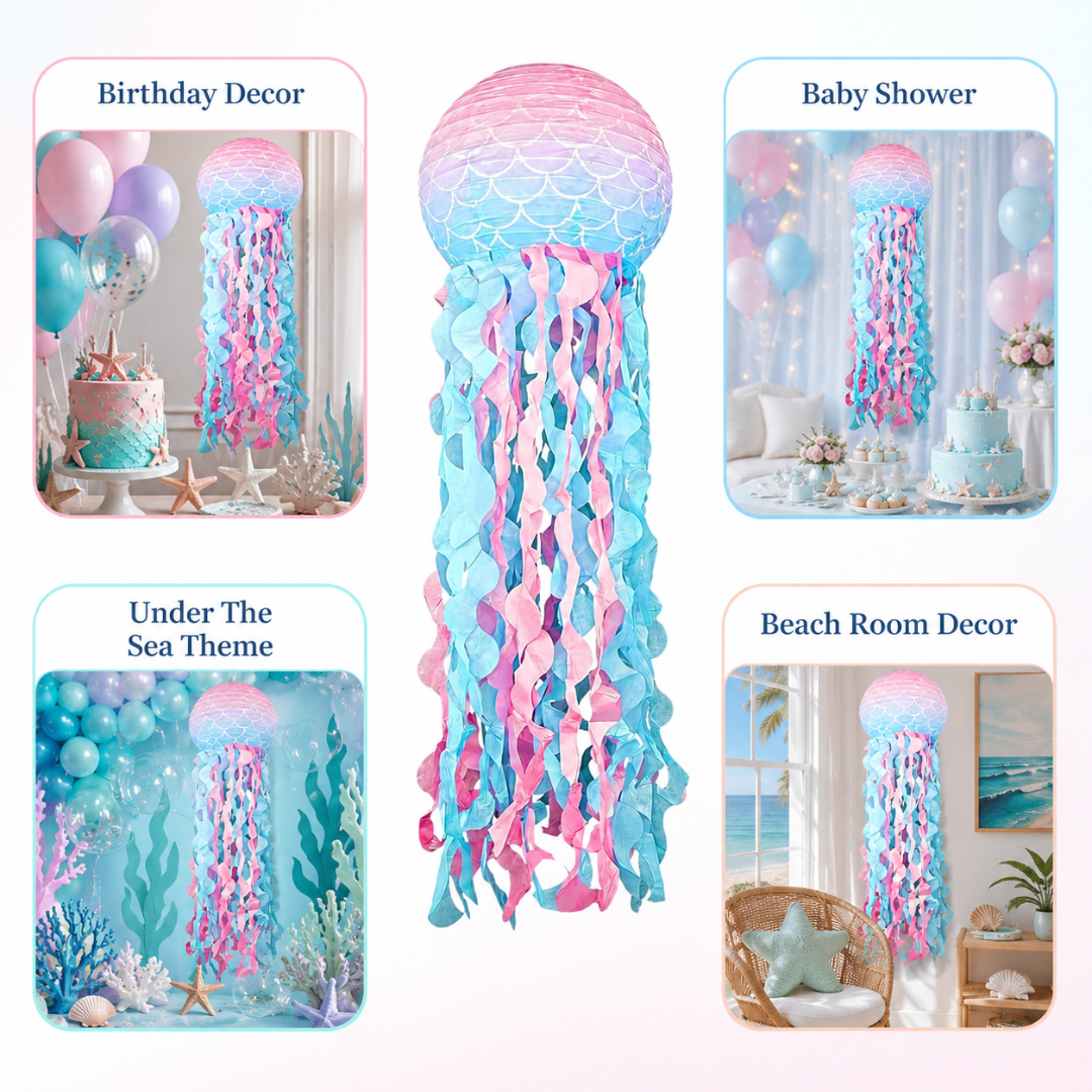 Mermaid Jellyfish Lantern - Under the Sea Party Hanging Decor | Wanna Party - Image 6