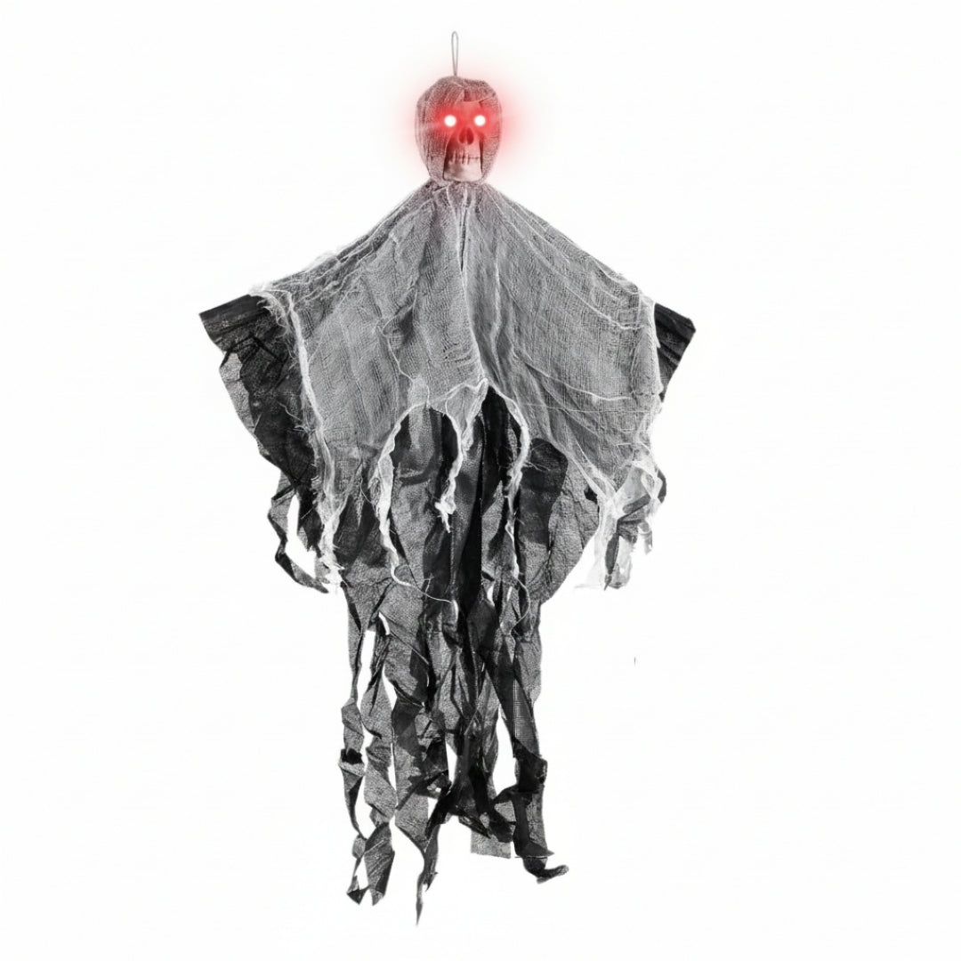 Scary Hanging Skull Ghost with Light Up Eyes Black - 3FT - 1PC