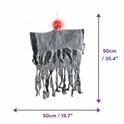 Scary Hanging Skull Ghost with Light Up Eyes Black - 3FT - 1PC
