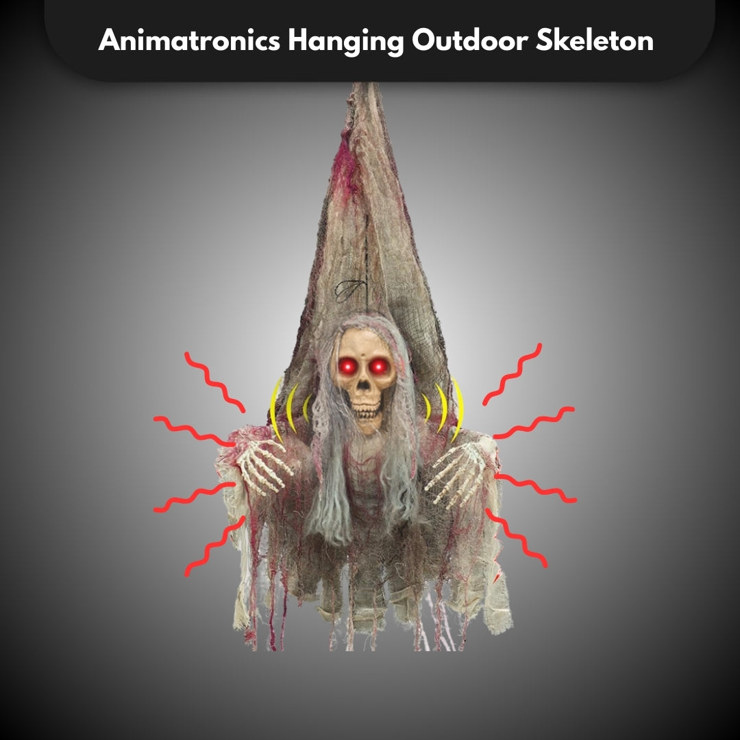 Scary Upside Down Hanging Skeleton w/Light - 4FT -  1PC