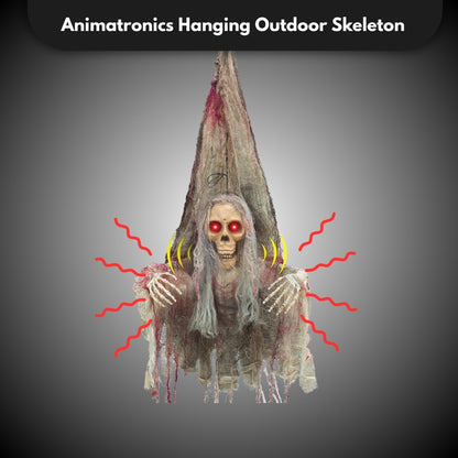 Scary Upside Down Hanging Skeleton w/Light - 4FT -  1PC