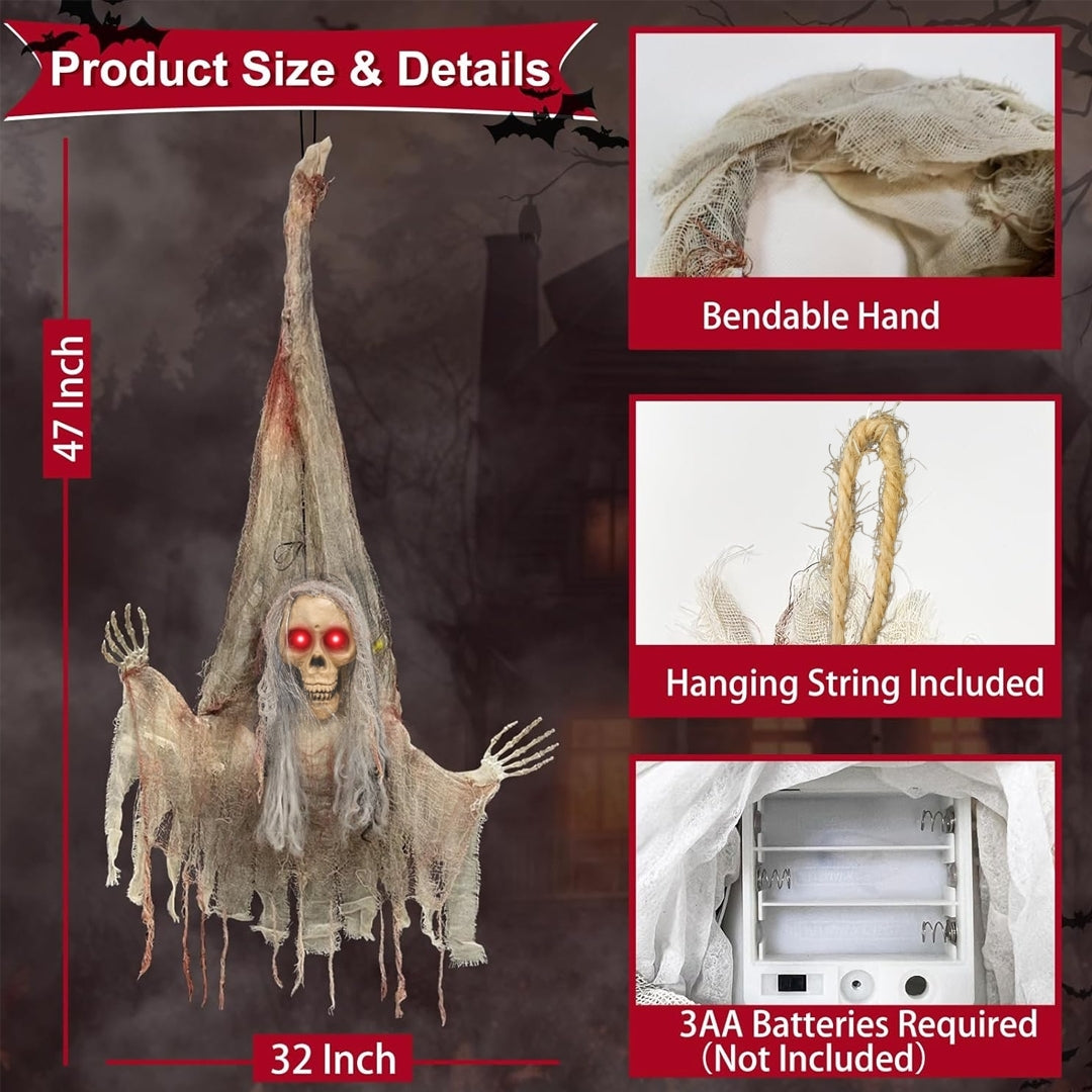 Scary Upside Down Hanging Skeleton w/Light - 4FT -  1PC