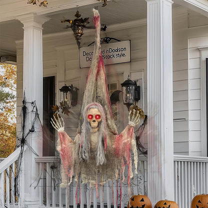 Scary Upside Down Hanging Skeleton w/Light - 4FT -  1PC