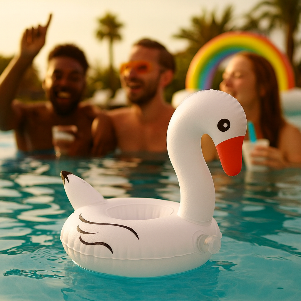 Inflatable Swan Drink Holder Pool Float - 1PC