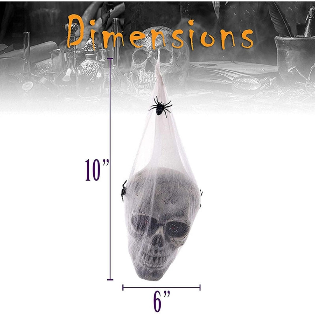 Light Up Bandaged Skull Hanging Decoration with Spiders - 1PC