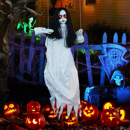 Spooky Light Up Sitting Doll On a Swing for Halloween Decoration - 4FT - 1PC