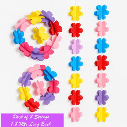 3D Colorful Flower Curtain Hanging Paper Flower - 2PC Set