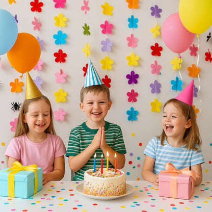 3D Colorful Flower Curtain Hanging Paper Flower - 2PC Set