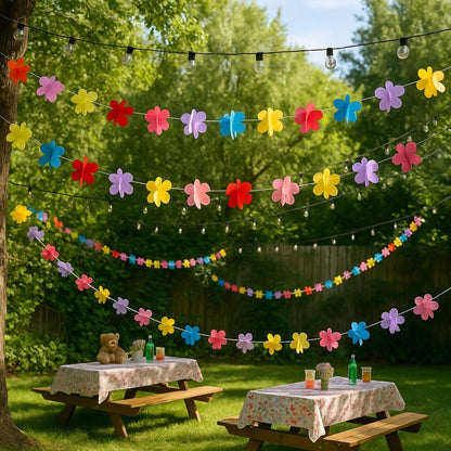 3D Colorful Flower Curtain Hanging Paper Flower - 2PC Set