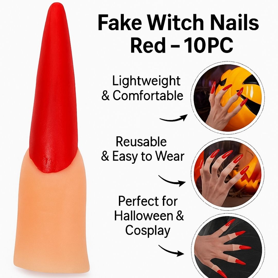 Fake Witch Nails Red - 10PC