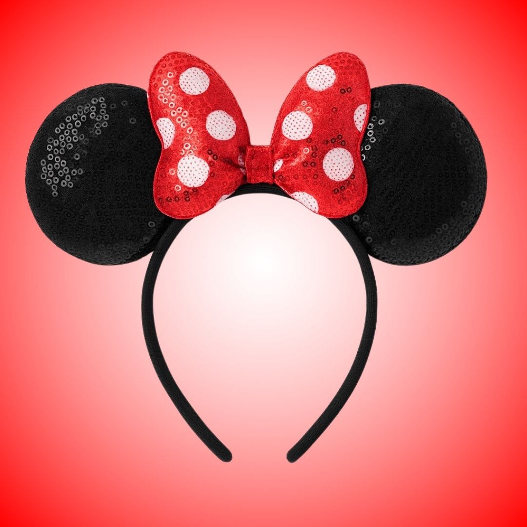 Miinie Mouse Headbnad with Sequin Black & Red - 1PC