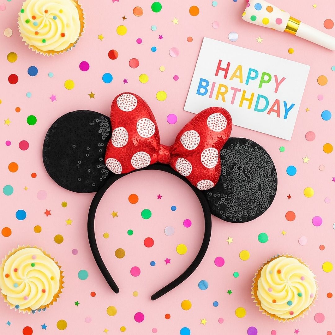 Miinie Mouse Headbnad with Sequin Black & Red - 1PC